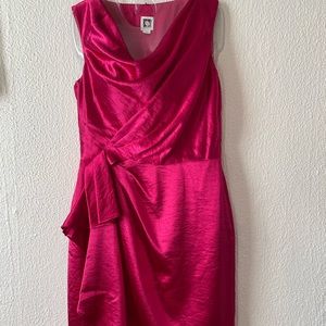 Anne Klein Magenta Satin Dress Size 6.